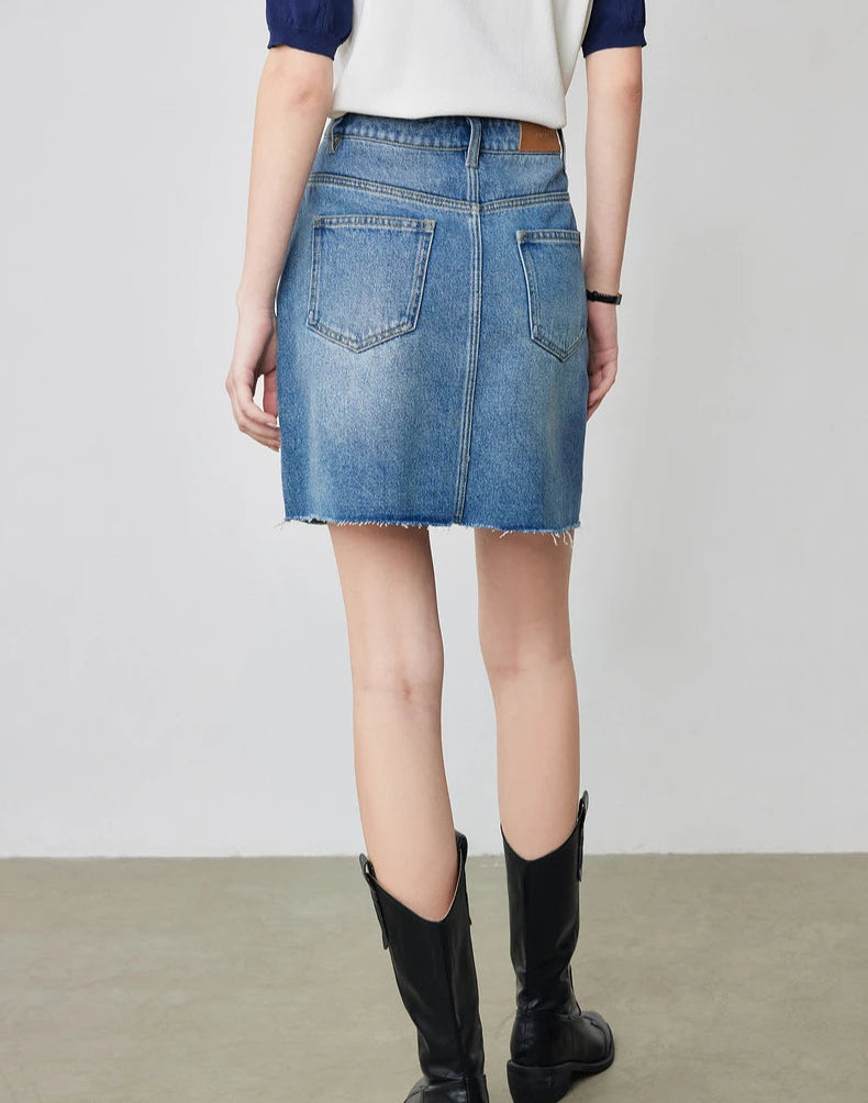 VILZSTUDIOS High Waist A-Line Denim Skirt