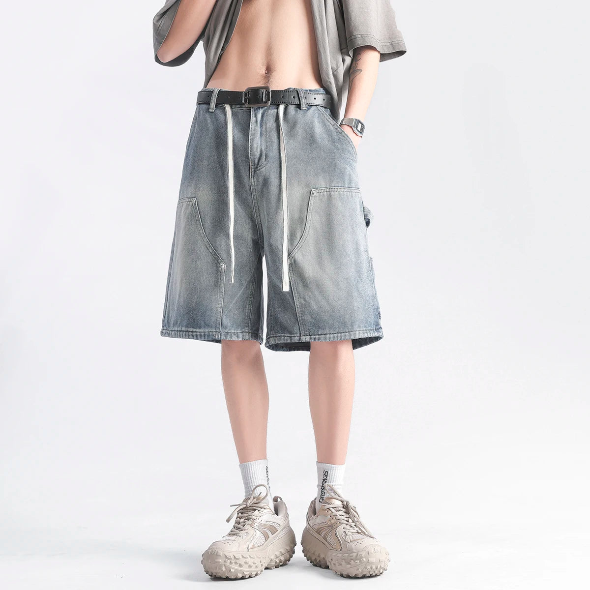 VILZSTUDIOS Youth Hip Hop Oversized Cargo Shorts