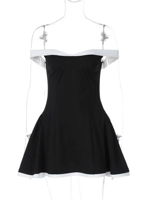 VILZSTUDIOS Sultry Strapless Patchwork A-Line Mini Dress