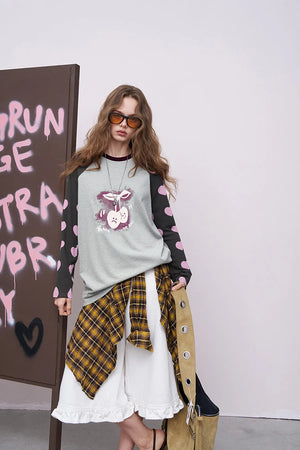 VILZSTUDIOS Cute Strawberry Oversized Long Sleeve T-Shirt