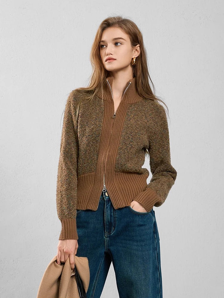VILZSTUDIOS Cozy Wool Knit Zip Cardigan