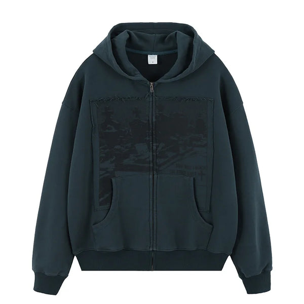 Gemütlicher Kapuzenpullover aus Baumwolle mit Reißverschluss