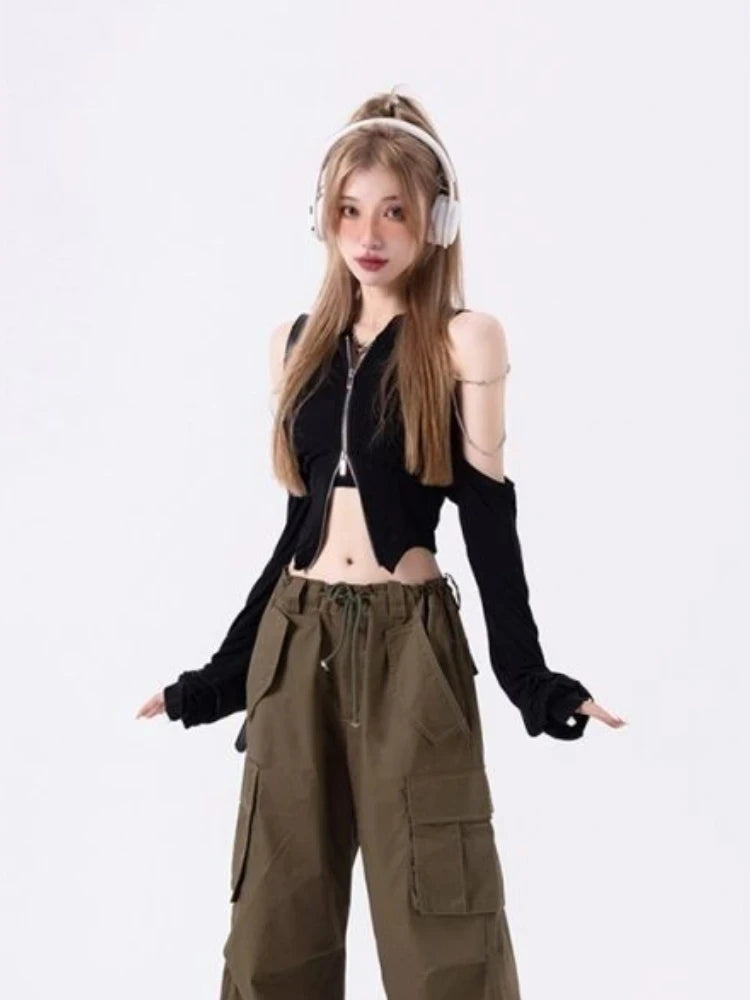 VILZSTUDIOS Vintage Gothic Off Shoulder Crop Top