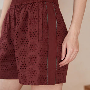 VILZSTUDIOS Luxury Cotton Hollow Solid Color Shorts