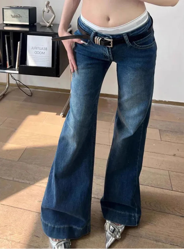 VILZSTUDIOS Slim Low Waisted Flare Jeans