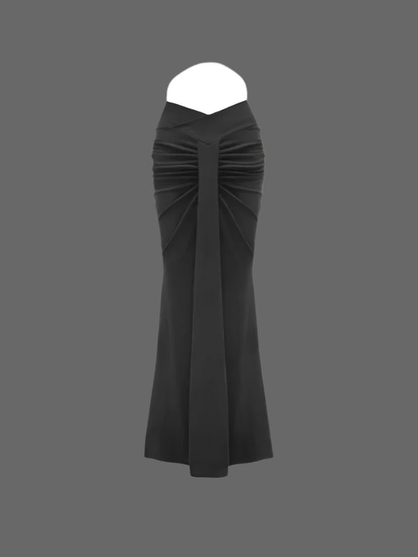 Vintage Aesthetic Dark Grey Trumpet Skirt