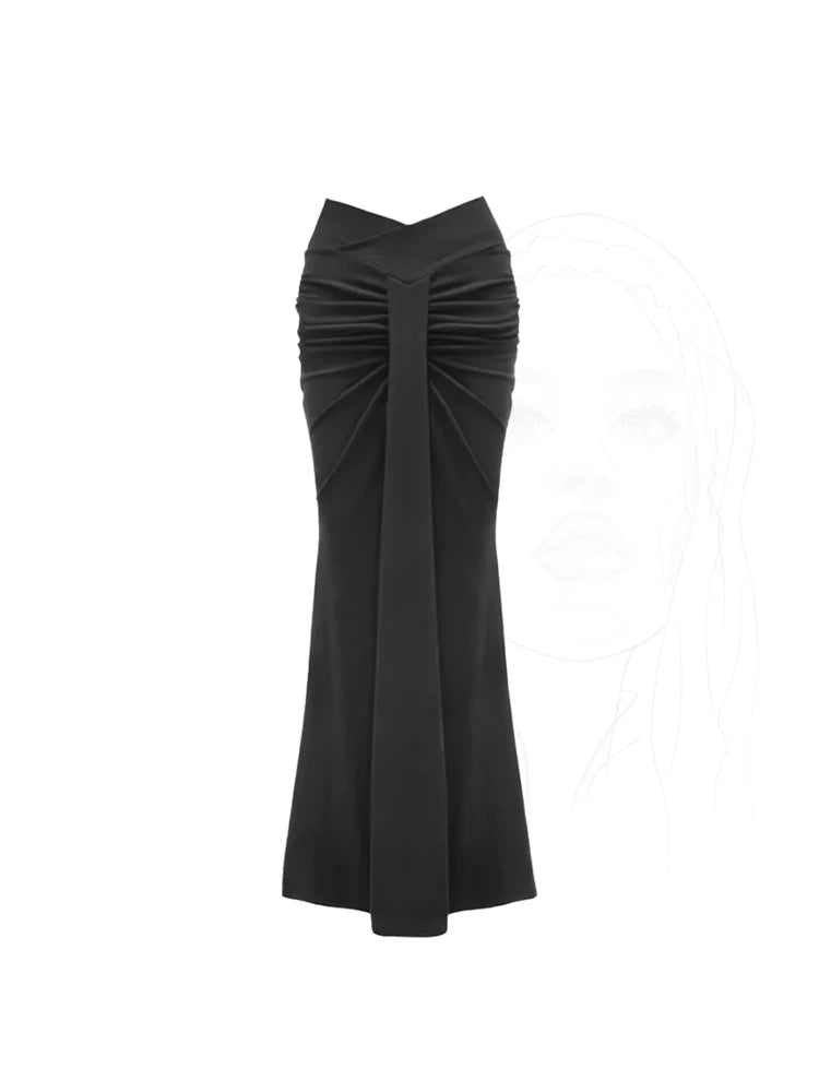VILZSTUDIOS Dark Grey Vintage Aesthetic Trumpet Skirt