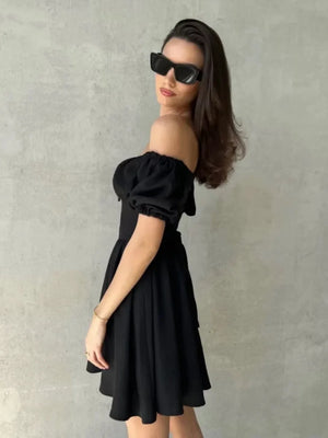 VILZSTUDIOS Elegant One Shoulder Puff Sleeve Dress