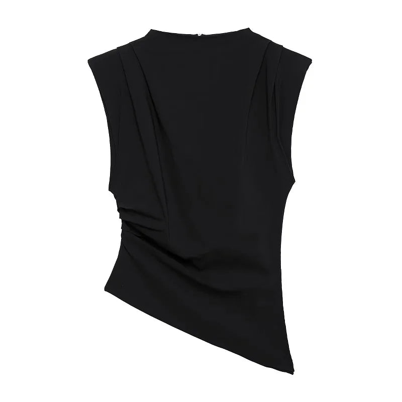 VILZSTUDIOS Chic Ruched Asymmetric Top