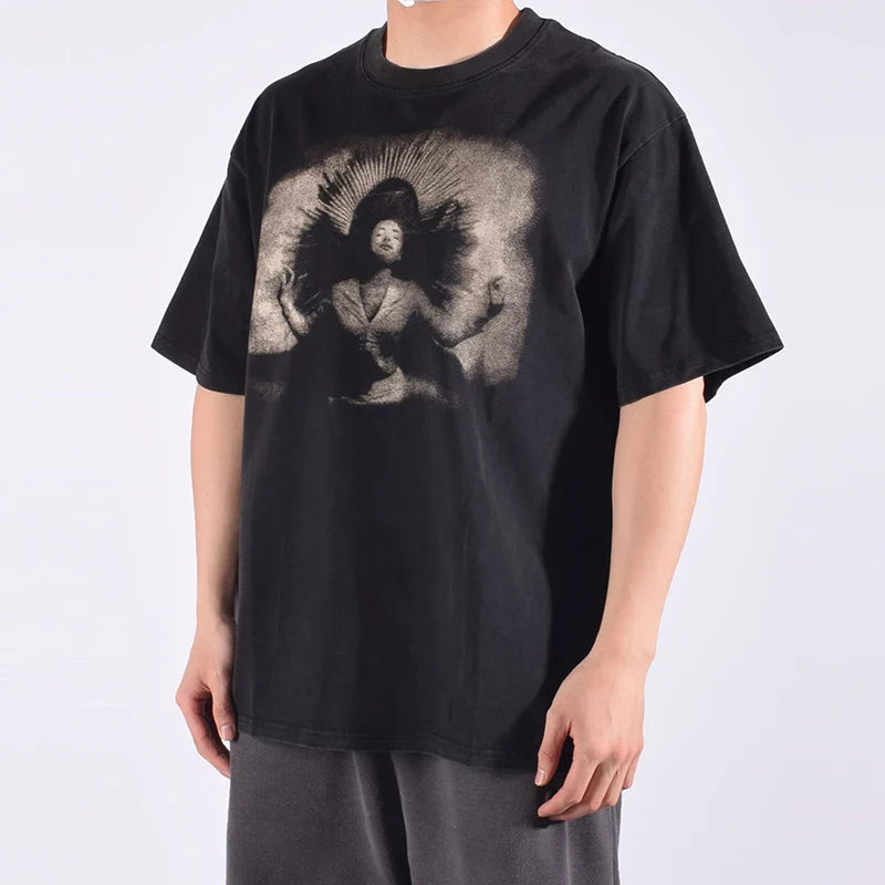 VILZSTUDIOS Vintage Portrait Pattern Angle T-Shirt