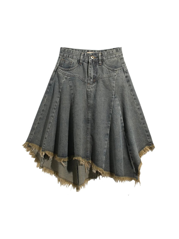 Vintage Aesthetic Blue Denim Skirt Jeans