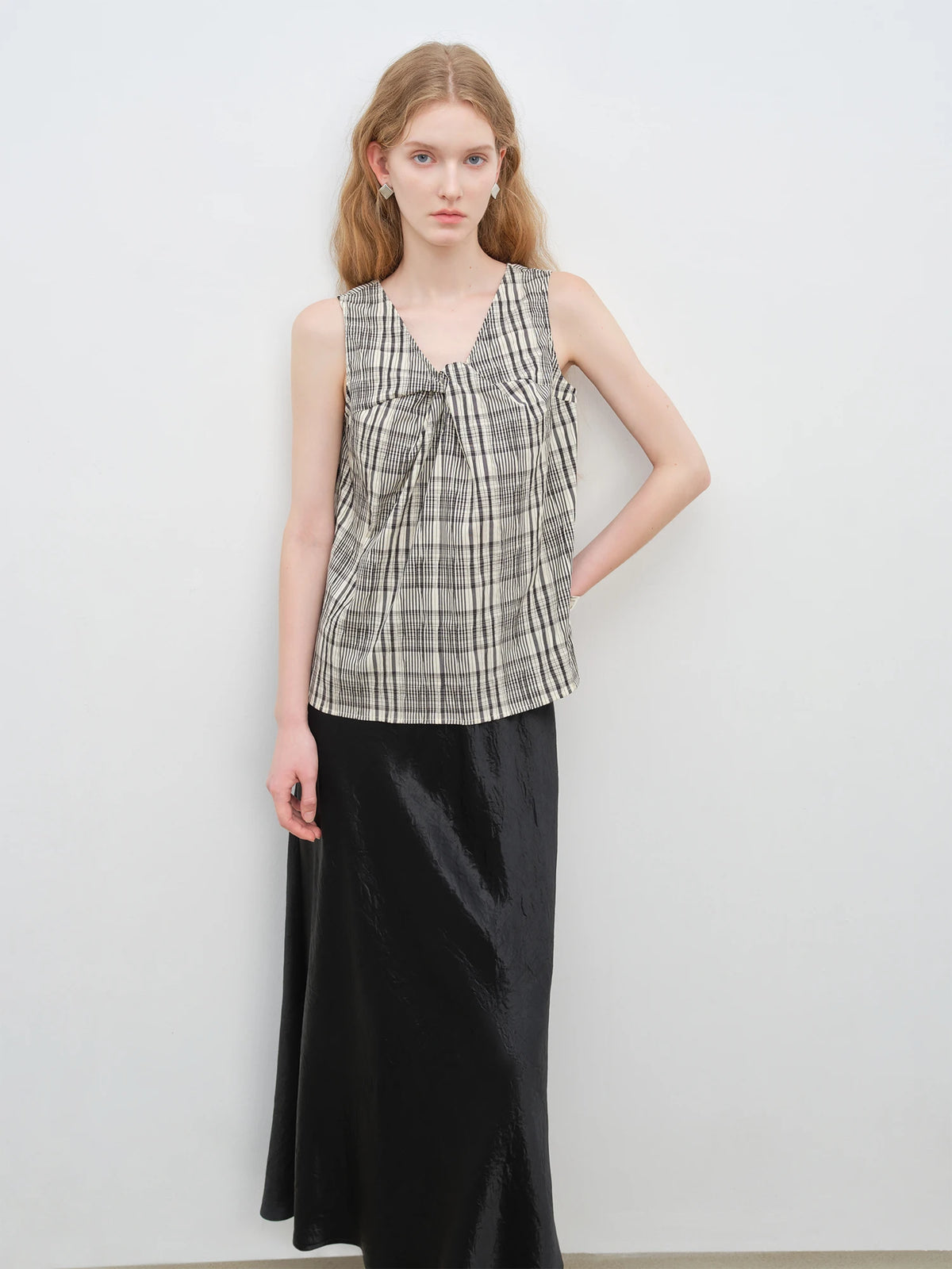 VILZSTUDIOS French Retro Strapless Checked Top
