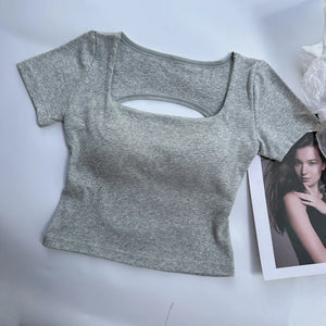 VILZSTUDIOS Square Neckline Short Sleeve T-Shirt