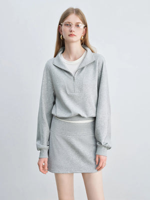 VILZSTUDIOS Cozy Chic Cotton Half-Zip Sweatshirt