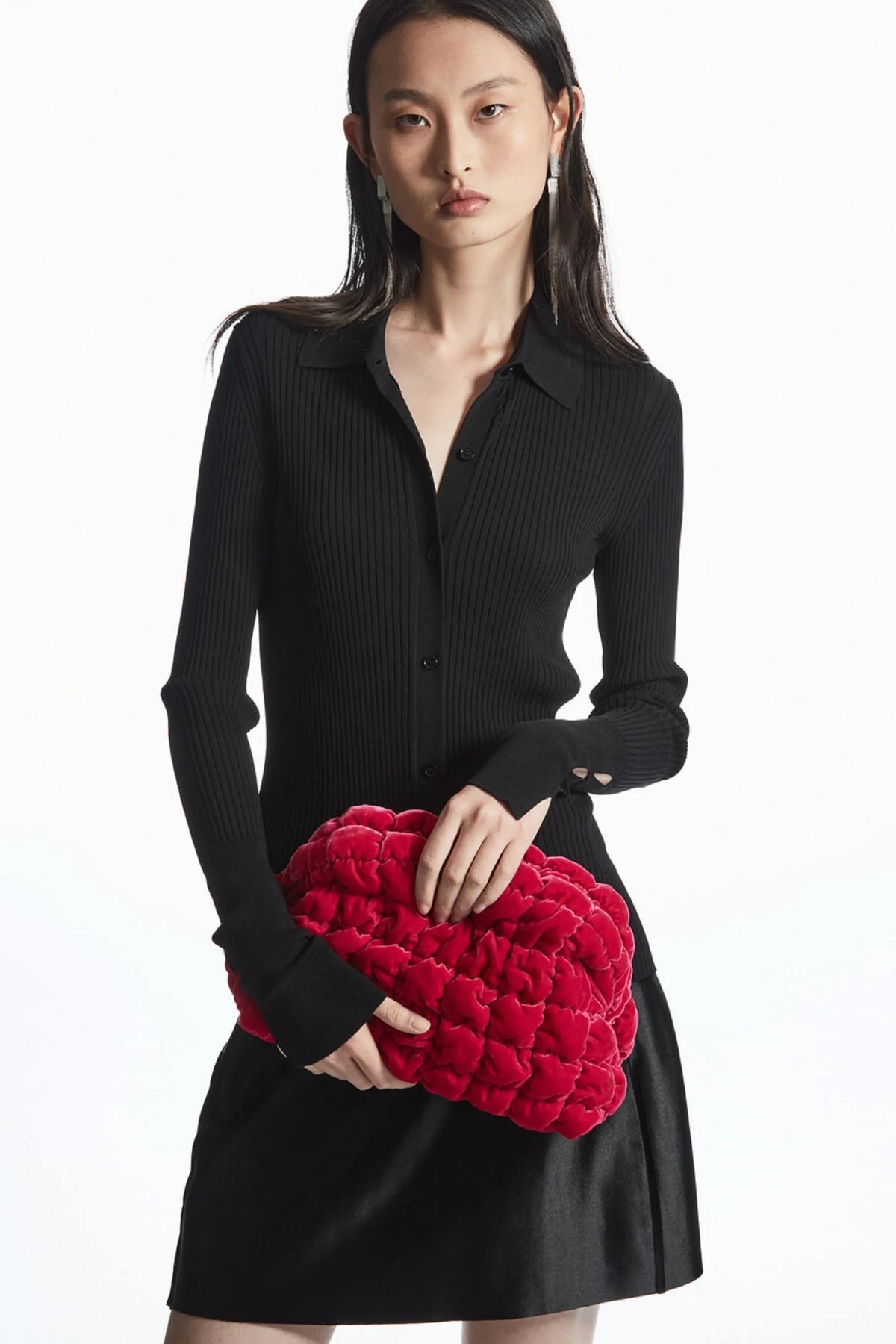 VILZSTUDIOS Ribbed Knit Polo Cardigan