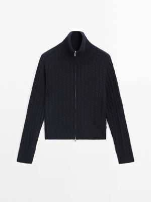 VILZSTUDIOS Casual Knitted High Neck Cardigan
