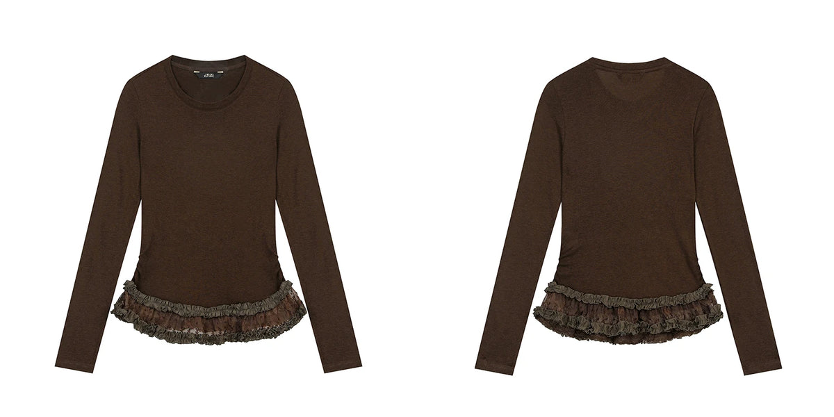 VILZSTUDIOS Elegant Slim Fit Lace Trim Top