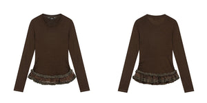 VILZSTUDIOS Elegant Slim Fit Lace Trim Top
