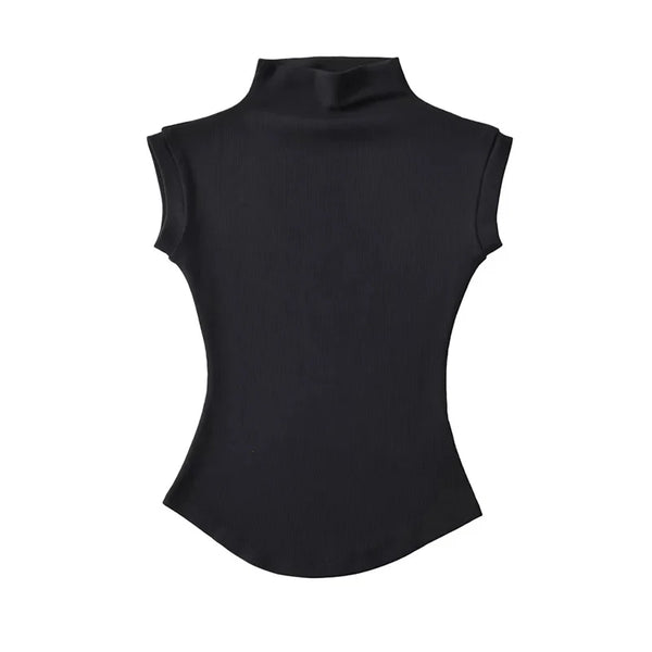 Slim Fit Sleeveless Turtleneck T-Shirt