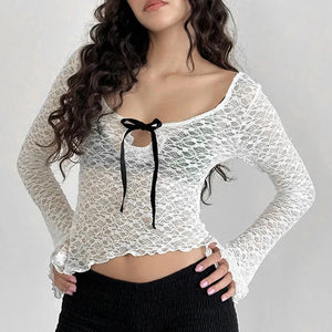 VILZSTUDIOS Chic Floral Mesh Patchwork Shirt
