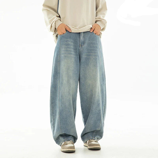 Jeans mit verwaschener Oversize-Split-Struktur im Retro-Look