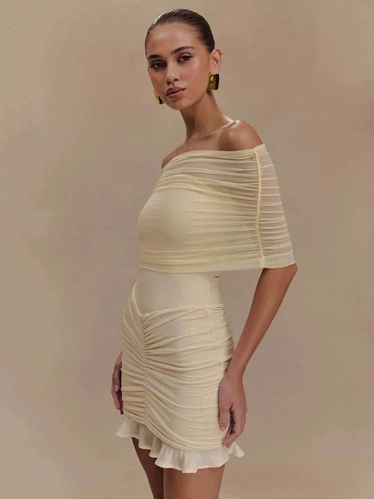 VILZSTUDIOS Sultry Ruffled Mesh Maxi& Mini Dress