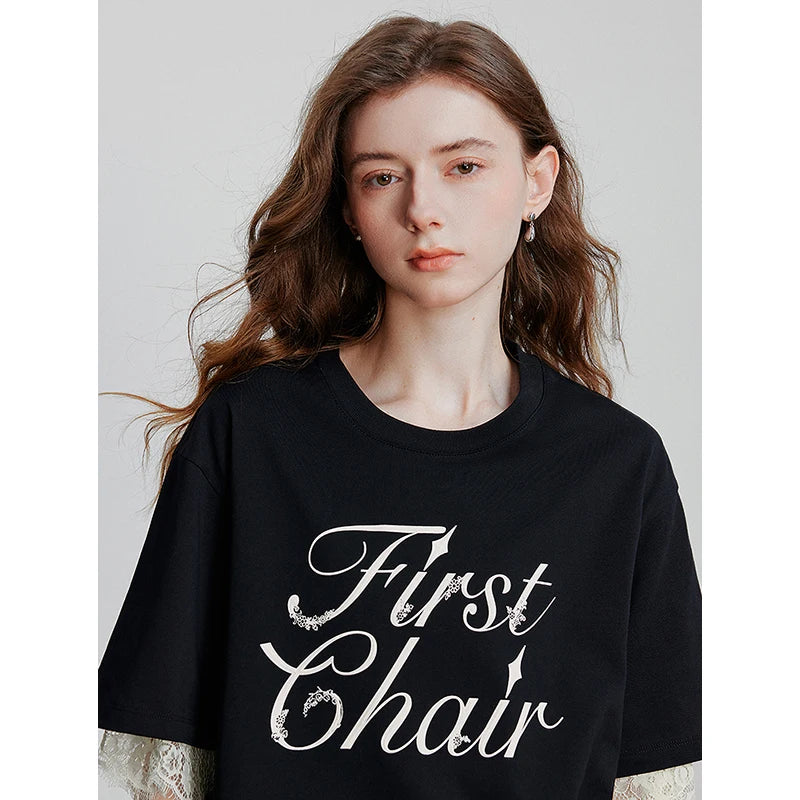 VILZSTUDIOS Stylish Short Lace Sleeve T-Shirt