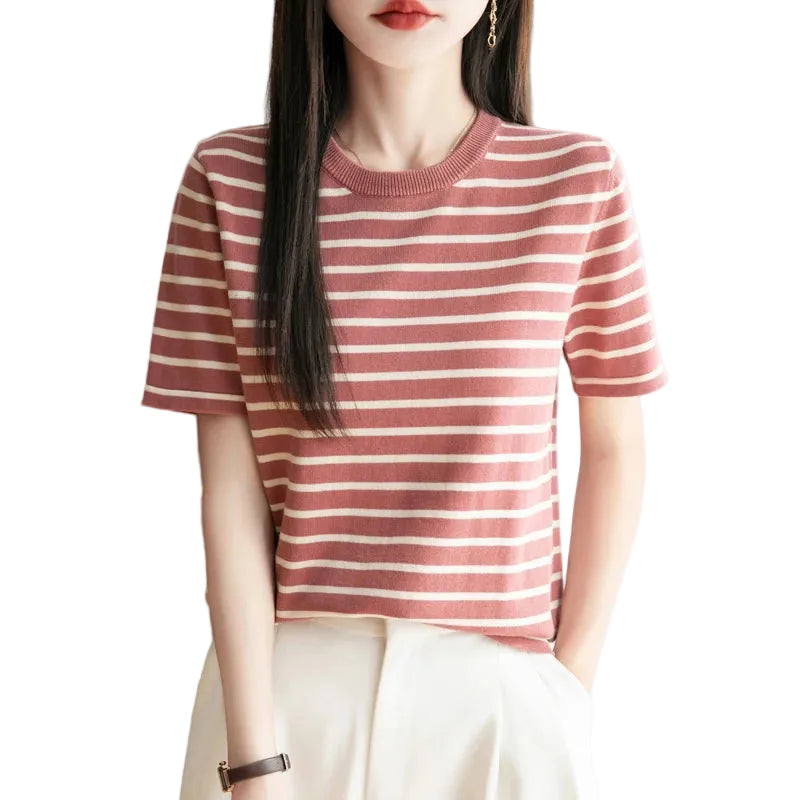 VILZSTUDIOS Soft Cotton Striped T-Shirt