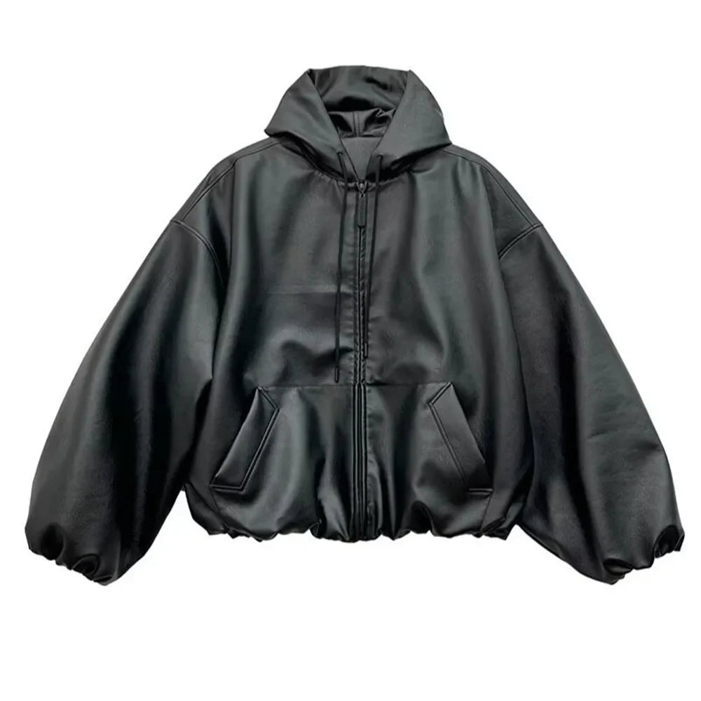 VILZSTUDIOS Sleek Black PU Leather Jacket