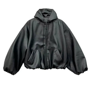 VILZSTUDIOS Sleek Black PU Leather Jacket