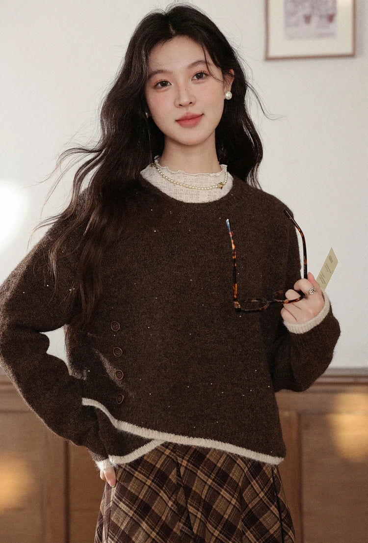 VILZSTUDIOS Sequin Asymmetrical Knit Sweater