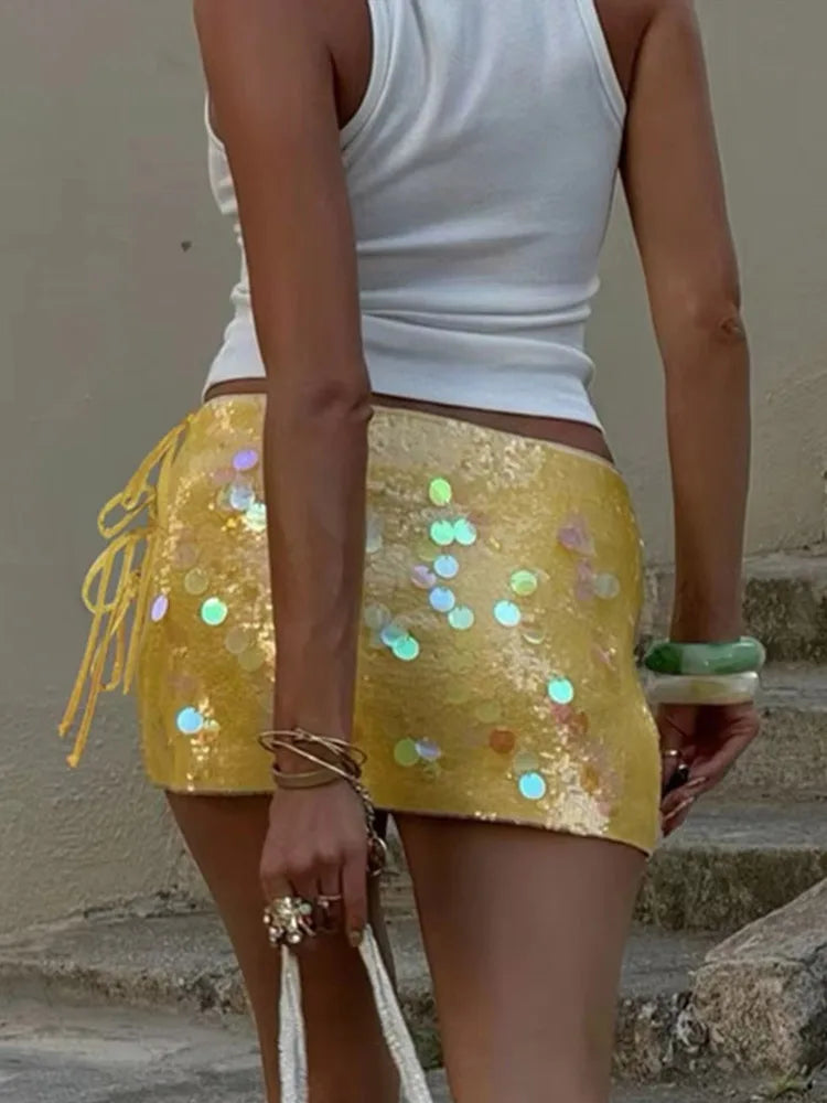 VILZSTUDIOS Sequined Chic Mini Skirt High-Waist Glamorous