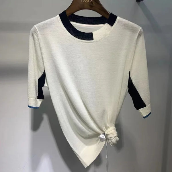 Thin Casual Round Neck Knit T-Shirt