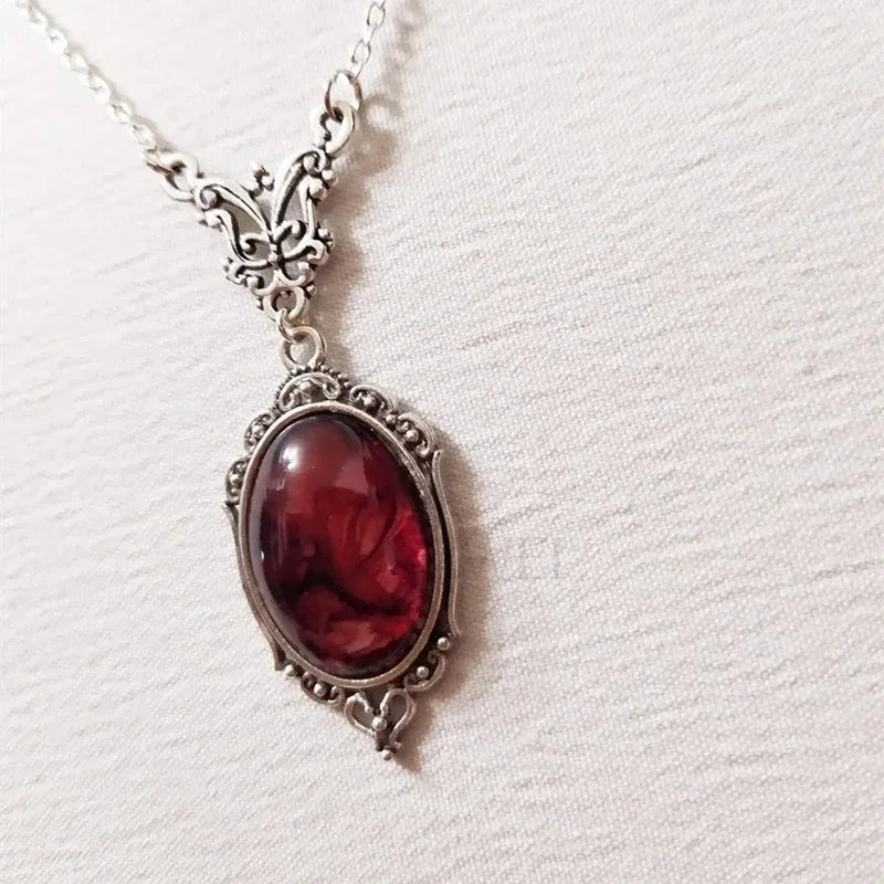 VILZSTUDIOS Gothic Red Quartz Charm Necklace