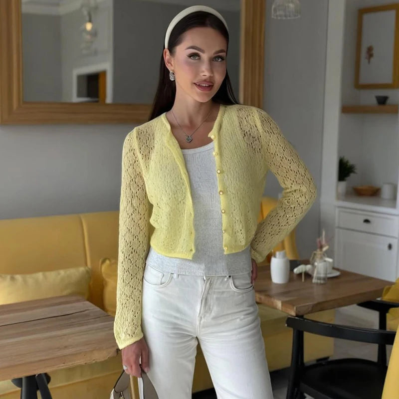 VILZSTUDIOS Hollow Out Knit Cardigan