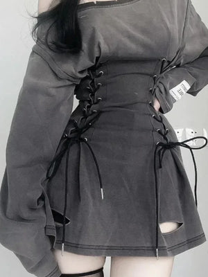 VILZSTUDIOS Fairycore Grunge Aesthetic Long Sleeve Corset
