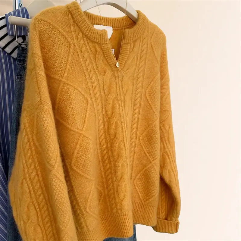 VILZSTUDIOS Cozy Loose Fit V-Neck Sweater