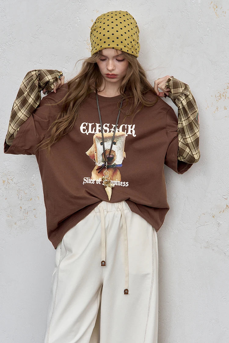 VILZSTUDIOS Checkered Loose Sleeve Top