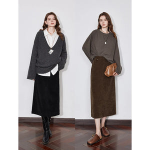 VILZSTUDIOS Thickened Elastic Waist A-Line Winter Skirt