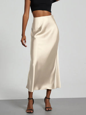 VILZSTUDIOS Elegant Satin High Waist Long Skirt