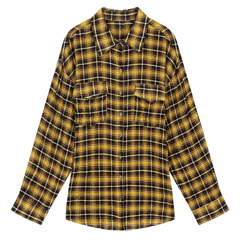 VILZSTUDIOS Casual Loose Plaid Shirt
