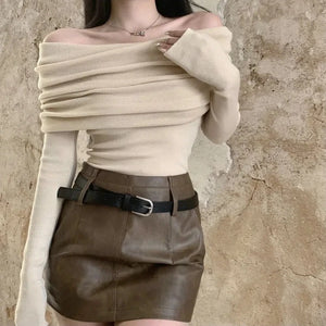 VILZSTUDIOS Off Shoulder Knitwear Sweater