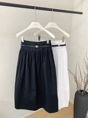 VILZSTUDIOS Vintage High Waist White A-Line Skirt