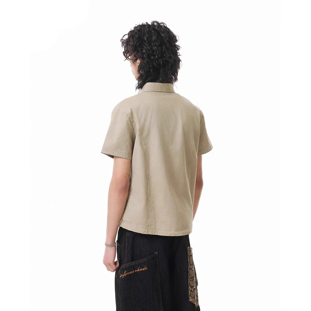 VILZSTUDIOS Retro Washed Distressed Cargo Shirt