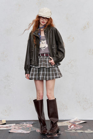 VILZSTUDIOS Streetwear Short Leather Jacket