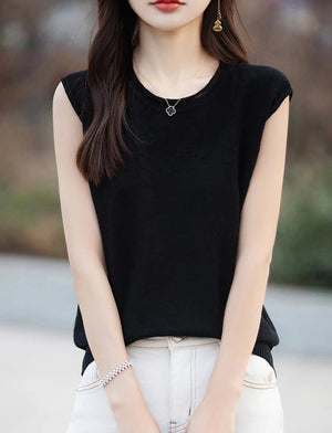 VILZSTUDIOS Casual Sleeveless Cotton Blouse