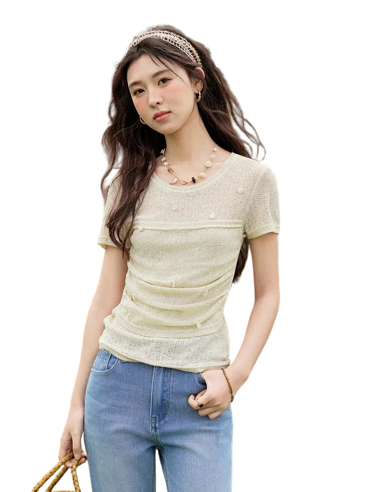 VILZSTUDIOS Elegant Knitted Round Neck T-Shirt
