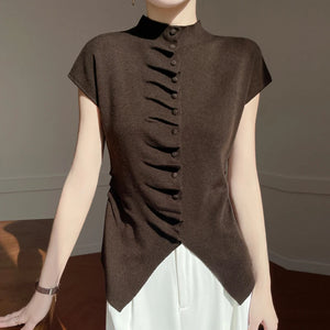VILZSTUDIOS Luxurious Chinese Style Wool Blouse