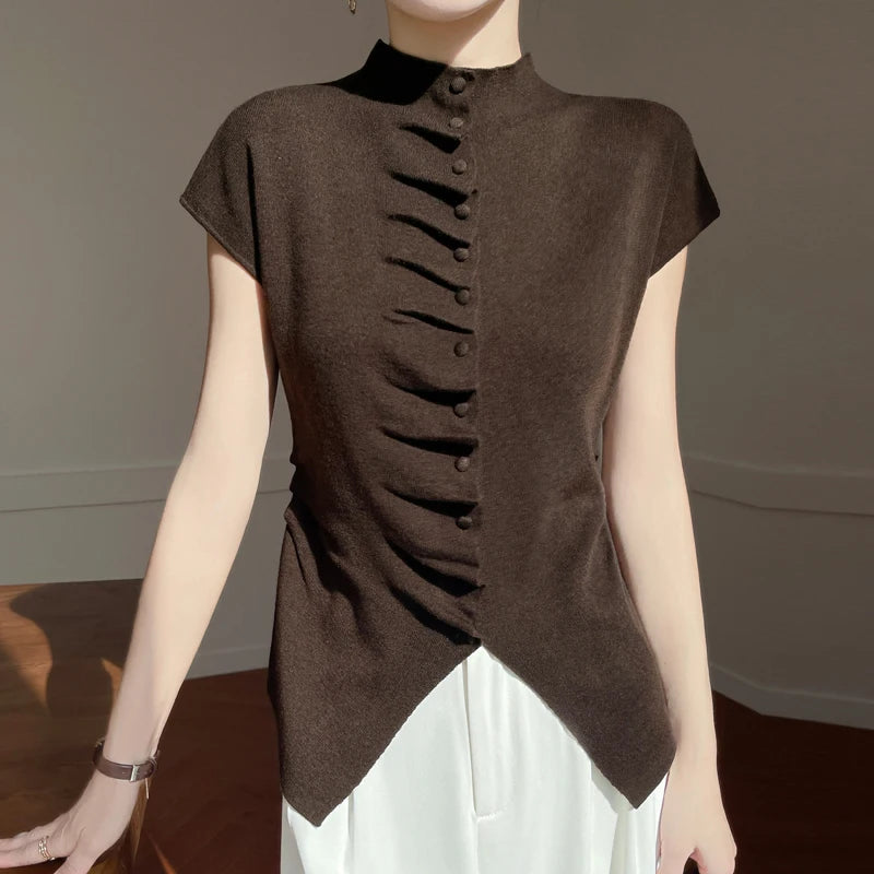 VILZSTUDIOS Luxurious Chinese Style Wool Blouse