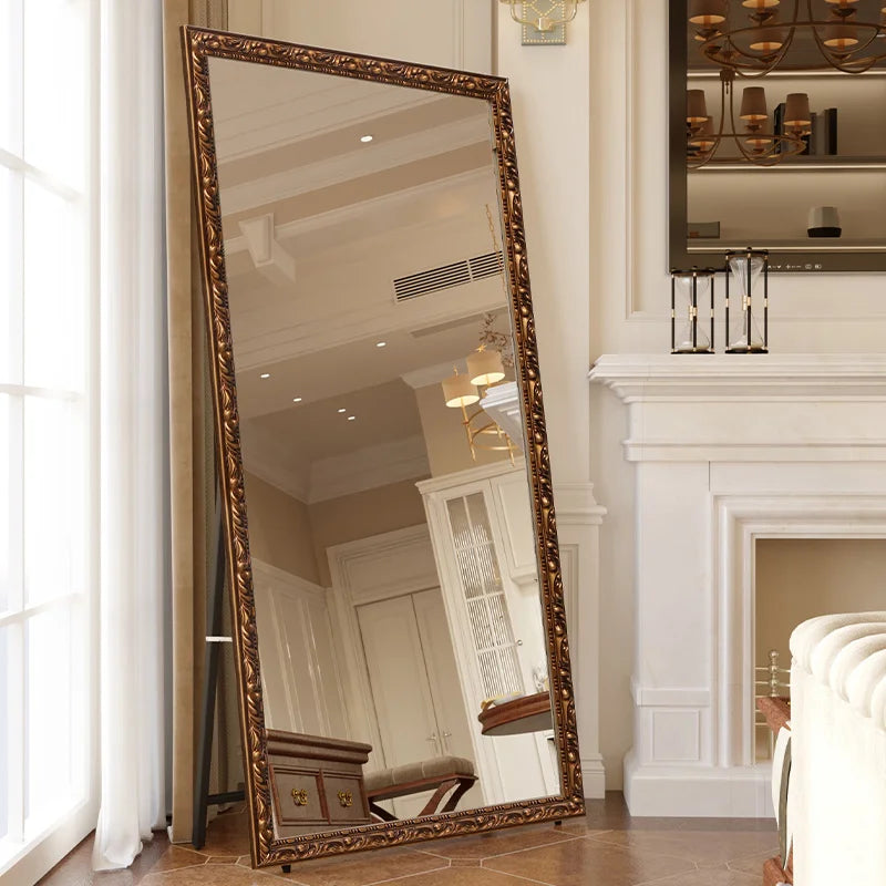 VILZSTUDIOS Carved full-length dressing mirror home decor items whole body mirror large full size accesorios para cuarto interior furniture